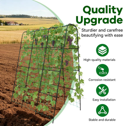 Cucumber Trellis - 62.4"*50" Cucumber Trellis for Raised Bed with Plastic-Coated Steel Pipe, U-Shape Garden Trellis for Climbing Plants, Garden Trellis for Cucumbers, Beans(Black)