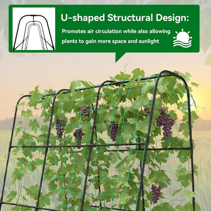 Cucumber Trellis - 62.4"*50" Cucumber Trellis for Raised Bed with Plastic-Coated Steel Pipe, U-Shape Garden Trellis for Climbing Plants, Garden Trellis for Cucumbers, Beans(Black)