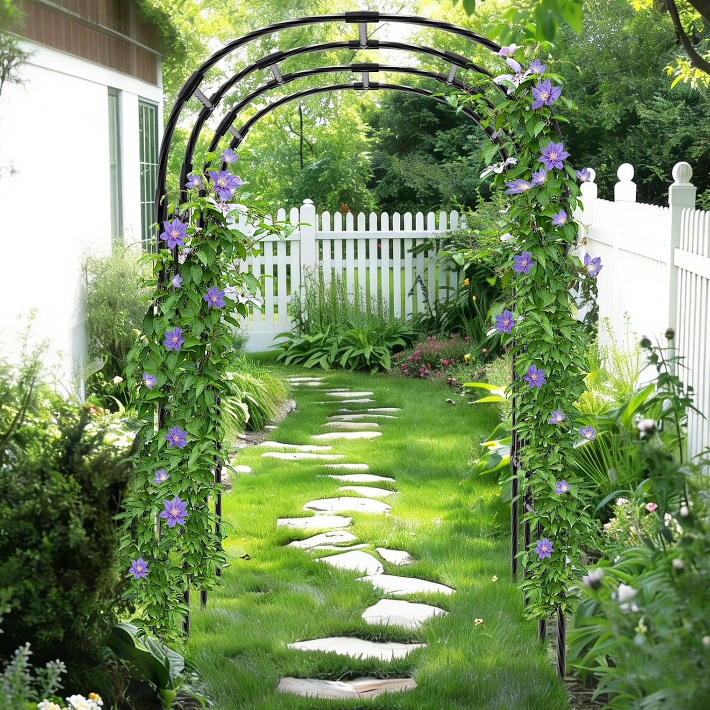 Cucumber Trellis - 62.4"*50" Cucumber Trellis for Raised Bed with Plastic-Coated Steel Pipe, U-Shape Garden Trellis for Climbing Plants, Garden Trellis for Cucumbers, Beans(Black)