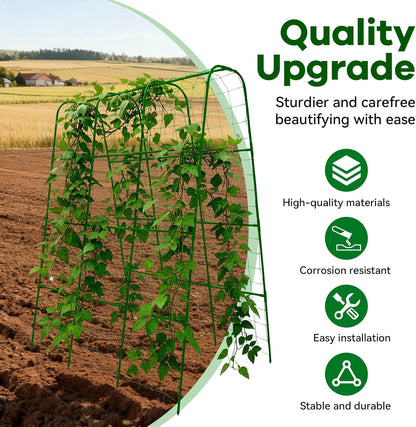 Cucumber Trellis - 62.4"*50" Cucumber Trellis for Raised Bed with Plastic-Coated Steel Pipe, U-Shape Garden Trellis for Climbing Plants, Garden Trellis for Cucumbers, Beans(Black)