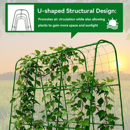 Cucumber Trellis - 62.4"*50" Cucumber Trellis for Raised Bed with Plastic-Coated Steel Pipe, U-Shape Garden Trellis for Climbing Plants, Garden Trellis for Cucumbers, Beans(Black)