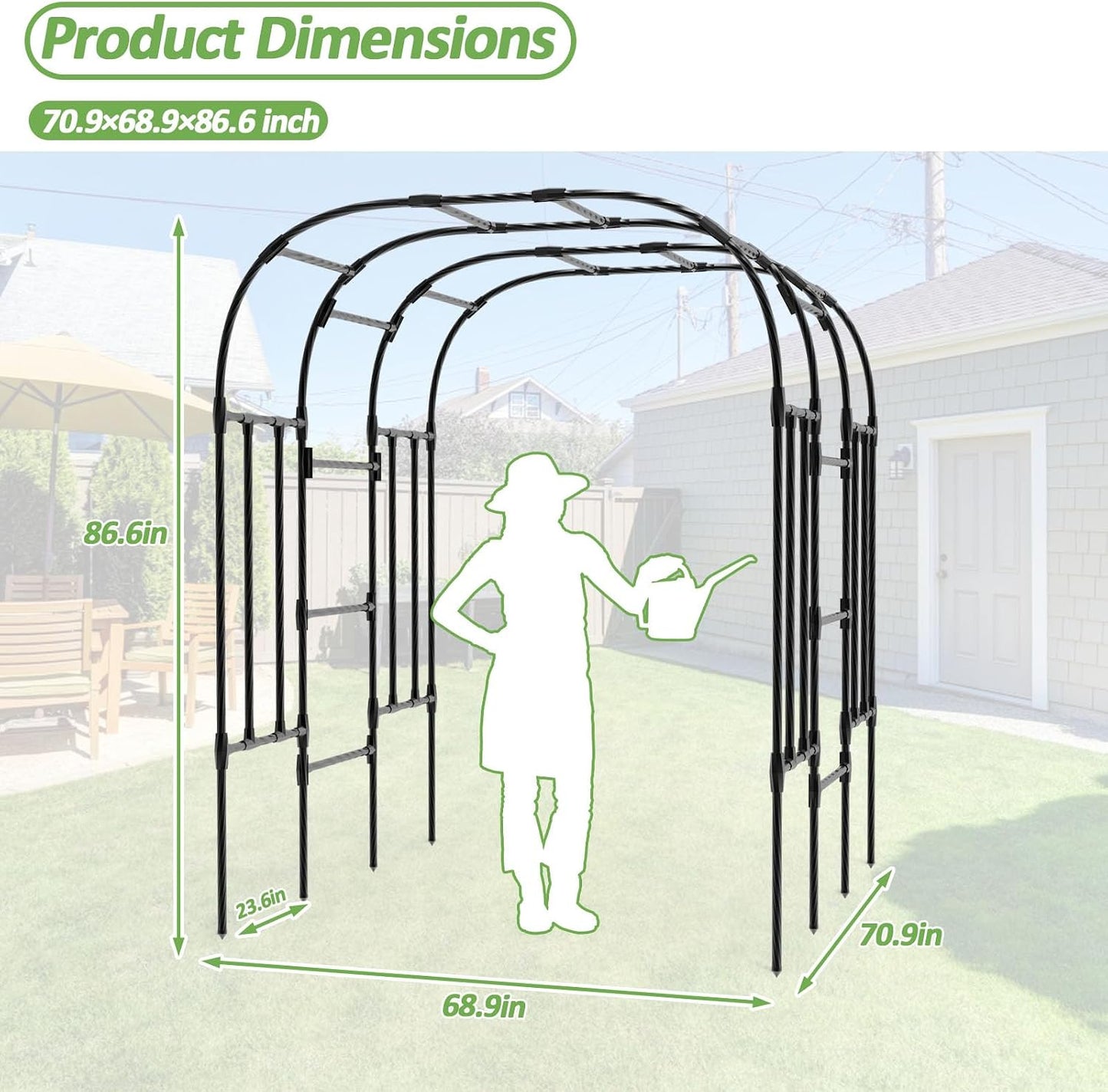 Cucumber Trellis - 62.4"*50" Cucumber Trellis for Raised Bed with Plastic-Coated Steel Pipe, U-Shape Garden Trellis for Climbing Plants, Garden Trellis for Cucumbers, Beans(Black)