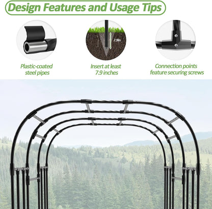 Cucumber Trellis - 62.4"*50" Cucumber Trellis for Raised Bed with Plastic-Coated Steel Pipe, U-Shape Garden Trellis for Climbing Plants, Garden Trellis for Cucumbers, Beans(Black)