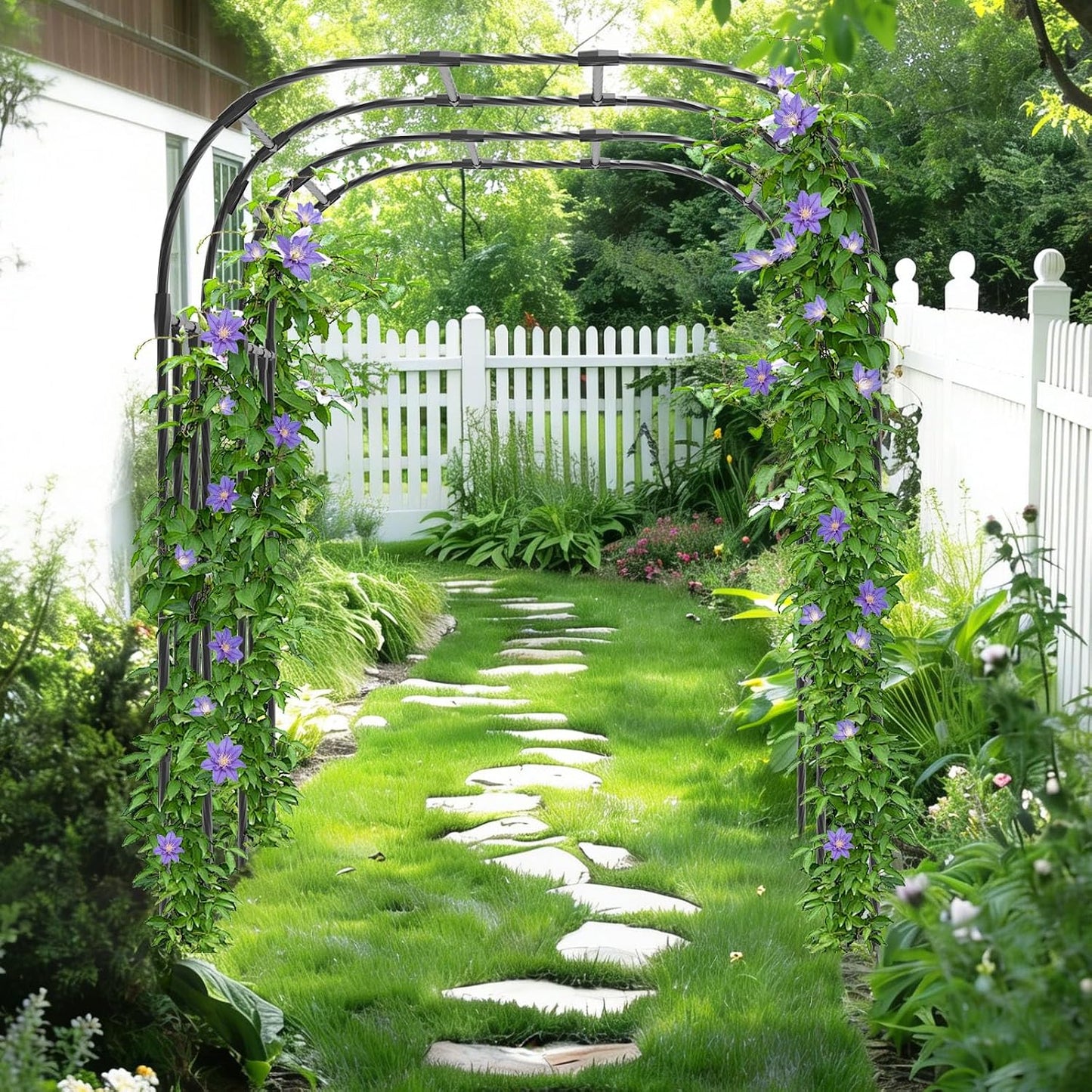 Cucumber Trellis - 62.4"*50" Cucumber Trellis for Raised Bed with Plastic-Coated Steel Pipe, U-Shape Garden Trellis for Climbing Plants, Garden Trellis for Cucumbers, Beans(Black)