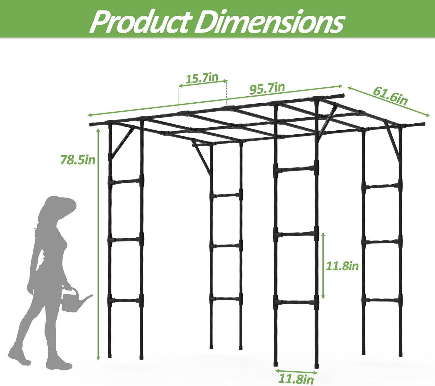 Cucumber Trellis - 62.4"*50" Cucumber Trellis for Raised Bed with Plastic-Coated Steel Pipe, U-Shape Garden Trellis for Climbing Plants, Garden Trellis for Cucumbers, Beans(Black)