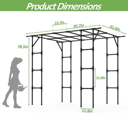 Cucumber Trellis - 62.4"*50" Cucumber Trellis for Raised Bed with Plastic-Coated Steel Pipe, U-Shape Garden Trellis for Climbing Plants, Garden Trellis for Cucumbers, Beans(Black)