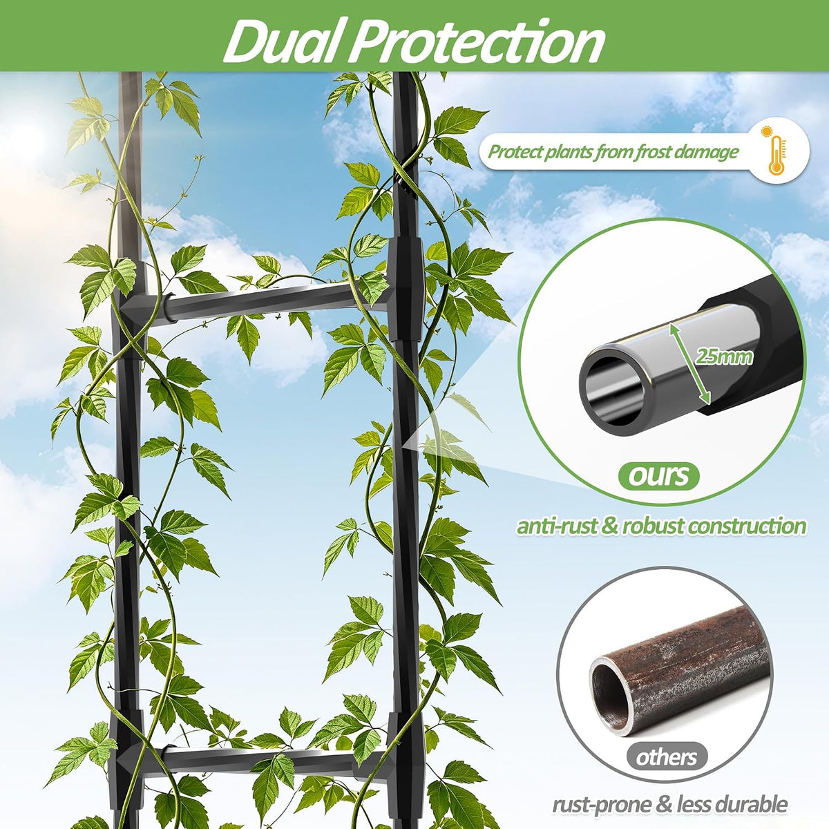 Cucumber Trellis - 62.4"*50" Cucumber Trellis for Raised Bed with Plastic-Coated Steel Pipe, U-Shape Garden Trellis for Climbing Plants, Garden Trellis for Cucumbers, Beans(Black)