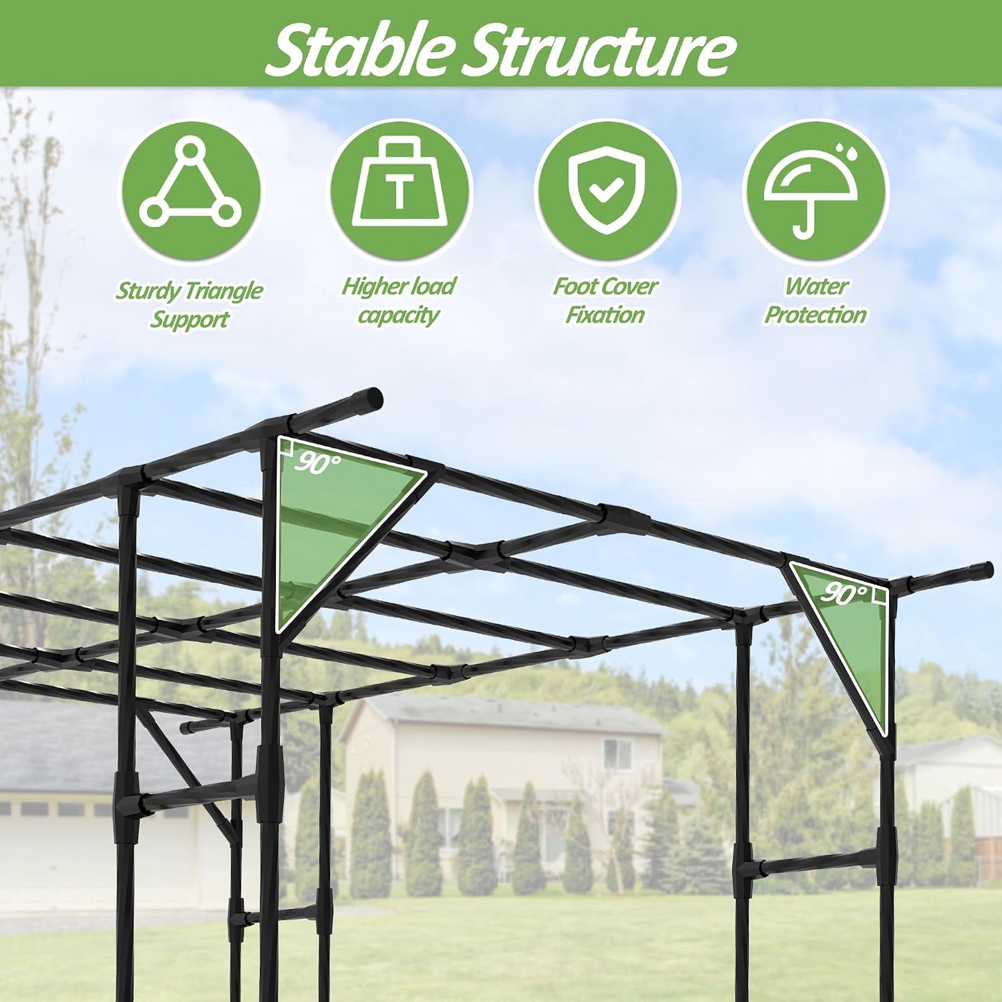 Cucumber Trellis - 62.4"*50" Cucumber Trellis for Raised Bed with Plastic-Coated Steel Pipe, U-Shape Garden Trellis for Climbing Plants, Garden Trellis for Cucumbers, Beans(Black)