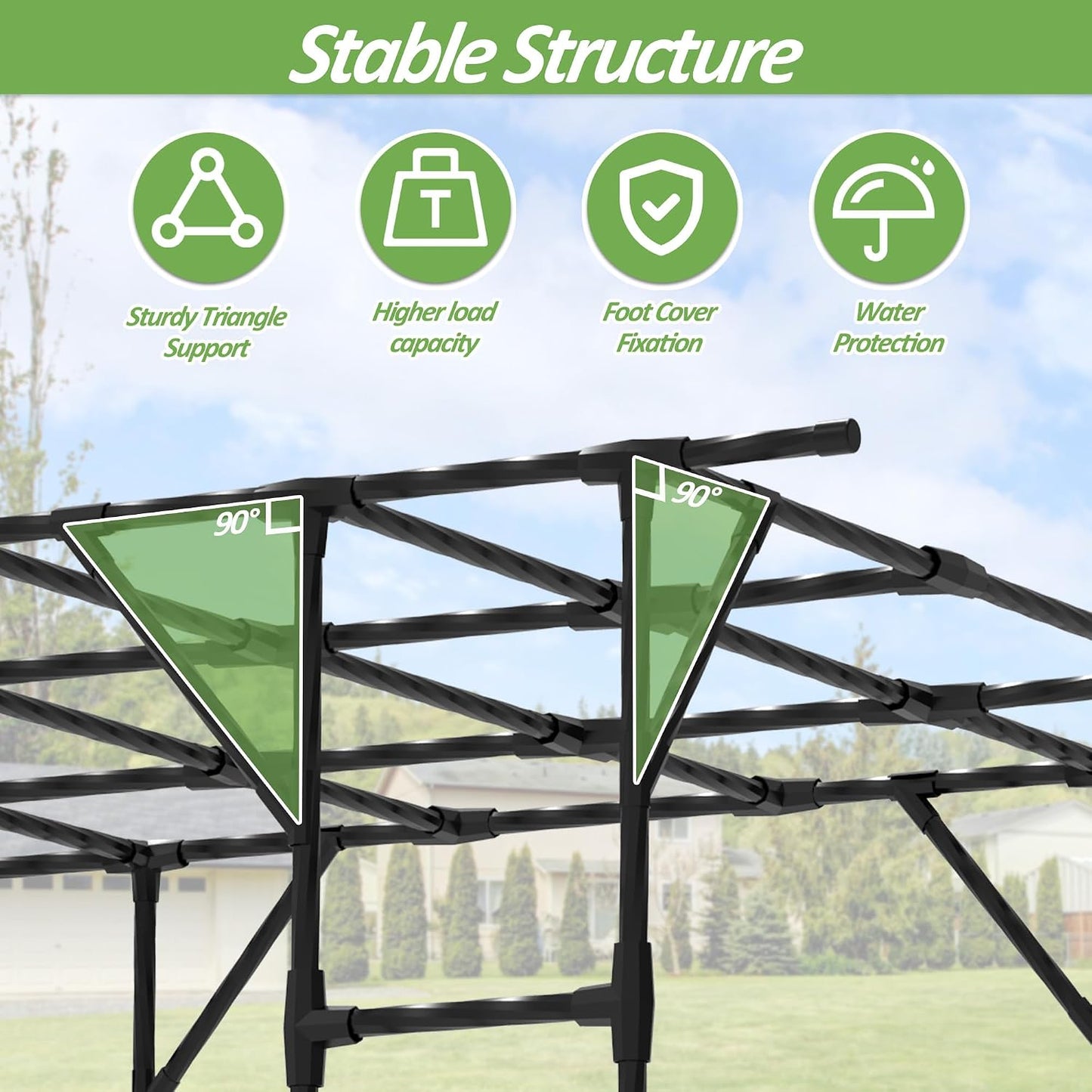 Cucumber Trellis - 62.4"*50" Cucumber Trellis for Raised Bed with Plastic-Coated Steel Pipe, U-Shape Garden Trellis for Climbing Plants, Garden Trellis for Cucumbers, Beans(Black)