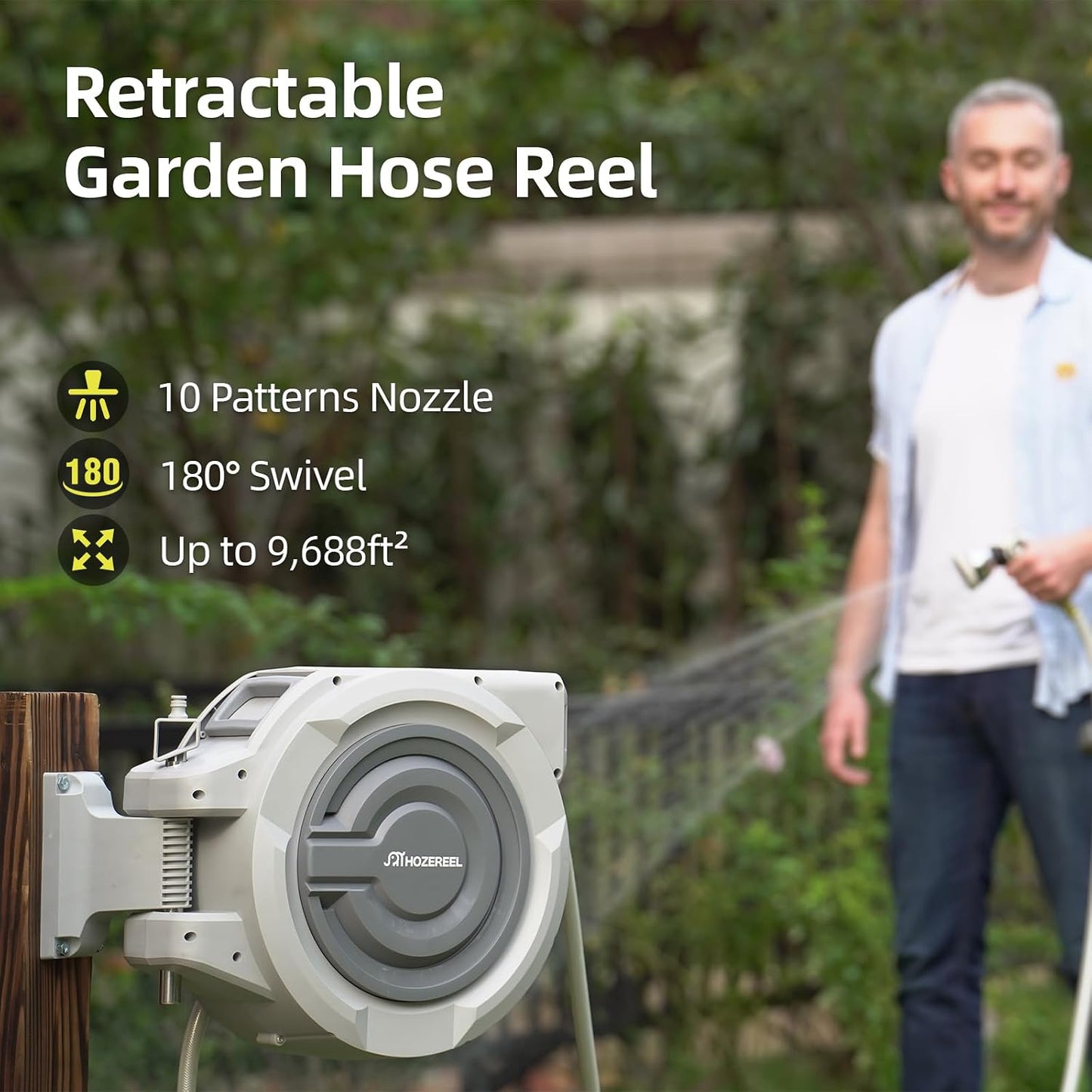 Retractable Garden Hose Reel 1/2" x 110ft