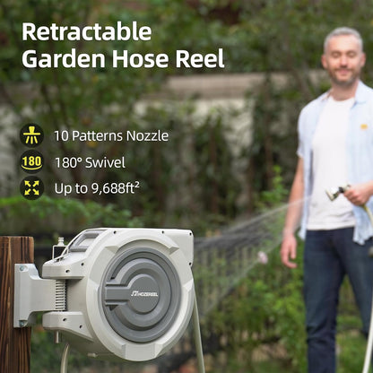 Retractable Garden Hose Reel 1/2" x 110ft