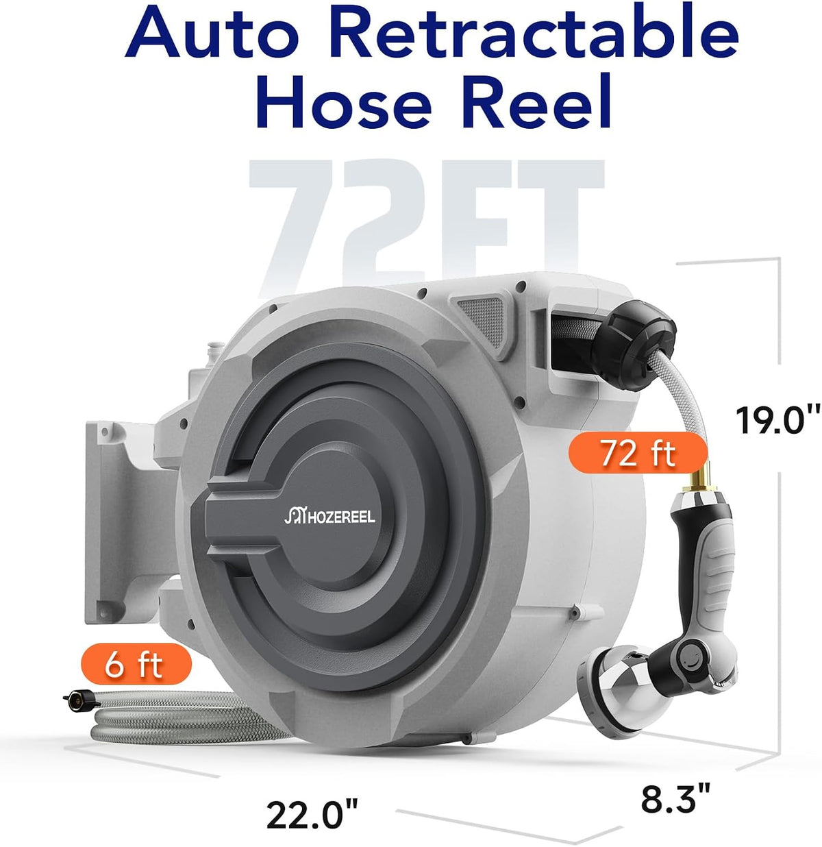 Retractable Garden Hose Reel 1/2" x 110ft