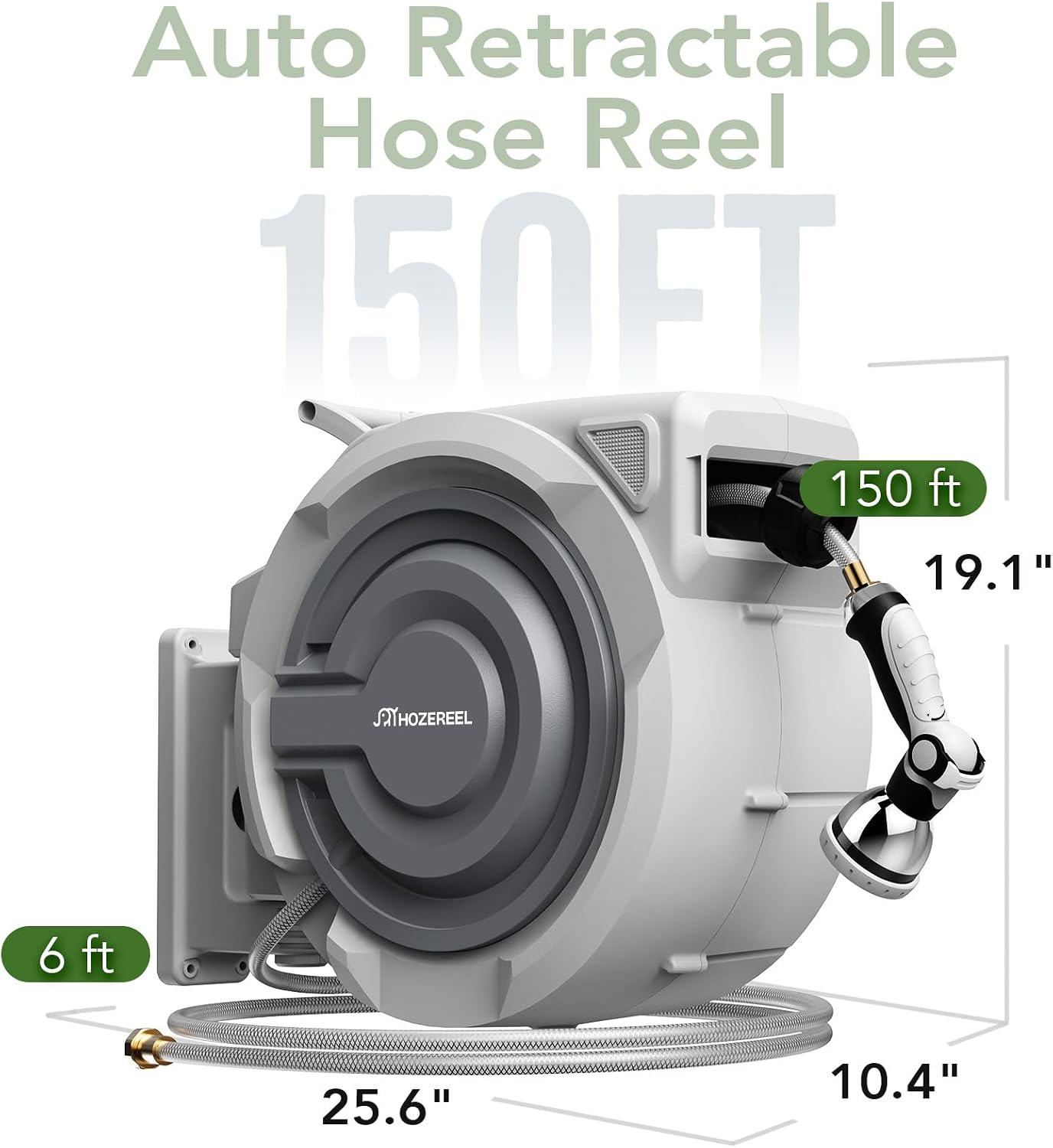 Retractable Garden Hose Reel 1/2" x 110ft