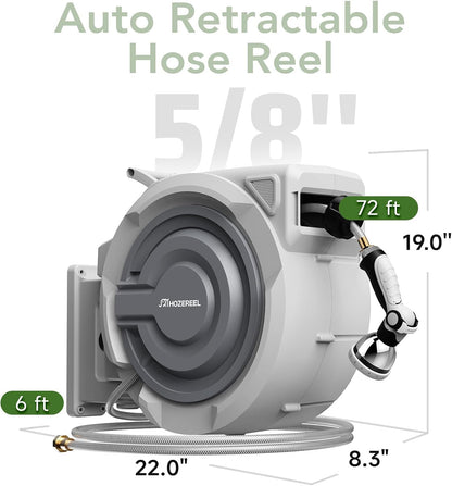 Retractable Garden Hose Reel 1/2" x 110ft