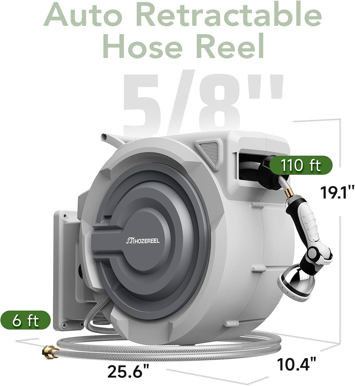 Retractable Garden Hose Reel 1/2" x 110ft