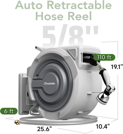 Retractable Garden Hose Reel 1/2" x 110ft
