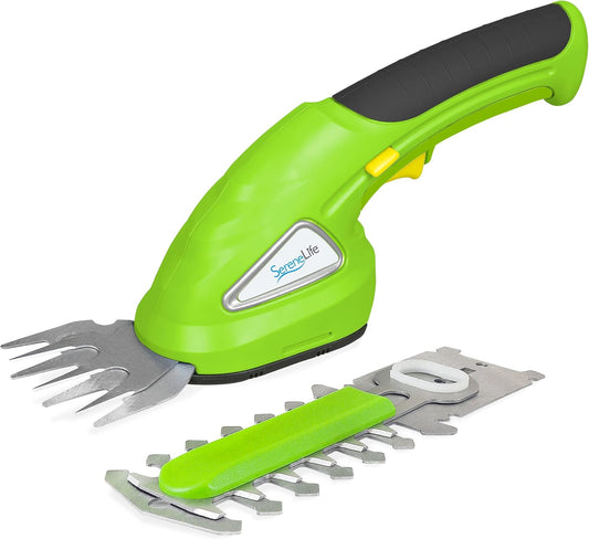 Pyle Cordless Handheld Grass Trimmers - Portable Lightweight Electric Hedge Shrub Cutter Shears, Hand Held Garden Clippers, 3.6V Rechargeable Battery, Quick-Change Blades, Ergonomic Design