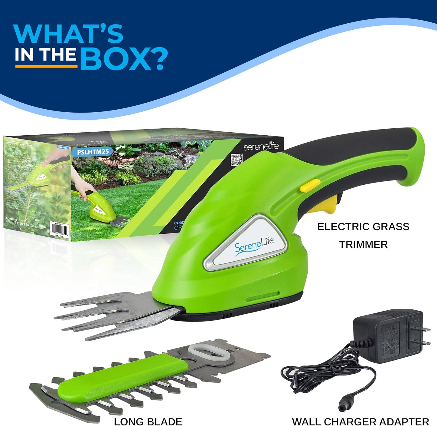 Pyle Cordless Handheld Grass Trimmers - Portable Lightweight Electric Hedge Shrub Cutter Shears, Hand Held Garden Clippers, 3.6V Rechargeable Battery, Quick-Change Blades, Ergonomic Design