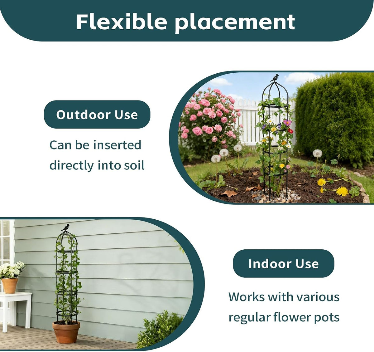 2 Pack Garden Obelisk Trellis for Climbing Plants Outdoor, Plant Trellis Garden Tower Trellis for Potted Plant Climbing, Flowers Vegetable Cucumber Trellis