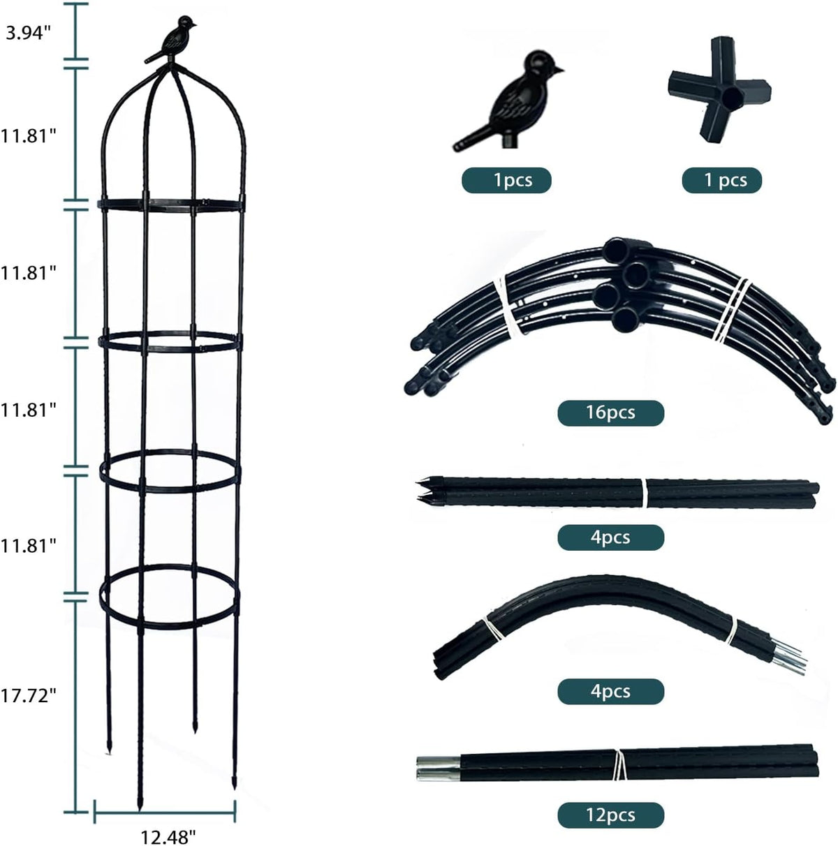 2 Pack Garden Obelisk Trellis for Climbing Plants Outdoor, Plant Trellis Garden Tower Trellis for Potted Plant Climbing, Flowers Vegetable Cucumber Trellis