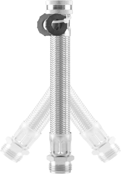 Stainless Steel Braided Garden Hose Extension, 9.5 Inch, Heavy-Duty, 45° Maximum Bend