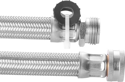Stainless Steel Braided Garden Hose Extension, 9.5 Inch, Heavy-Duty, 45° Maximum Bend