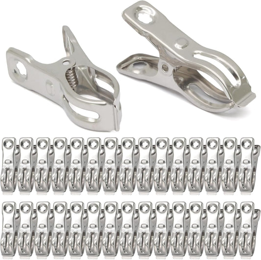 30PCS Stainless Steel Spring Clips, 5/8" Opening Greenhouse Clamps