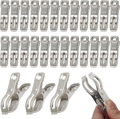 30PCS Stainless Steel Spring Clips, 5/8" Opening Greenhouse Clamps