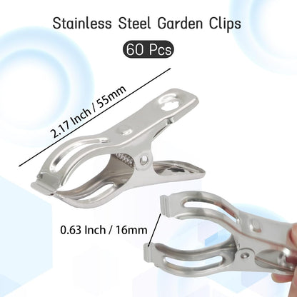 30PCS Stainless Steel Spring Clips, 5/8" Opening Greenhouse Clamps