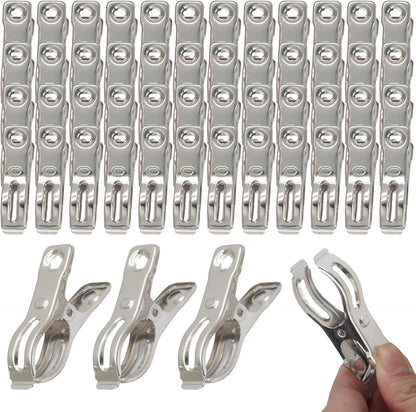 30PCS Stainless Steel Spring Clips, 5/8" Opening Greenhouse Clamps