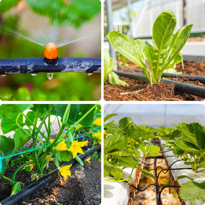 28P Drip Irrigation Fittings Kit (17mm) for 1/2" Tubing (.600" ID), 10 Couplings, 6 Tees, 6 Elbows and 6 Tubing End Closure - Barded Connectors for Drip or Sprinkler Systems(28 Pieces Set)