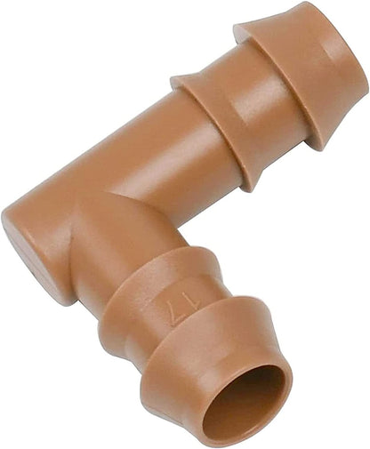 28P Drip Irrigation Fittings Kit (17mm) for 1/2" Tubing (.600" ID), 10 Couplings, 6 Tees, 6 Elbows and 6 Tubing End Closure - Barded Connectors for Drip or Sprinkler Systems(28 Pieces Set)