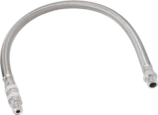 Stainless Steel Air Compressor Braided Leader Hose with Check Valve 3/8" NPT Male to 3/8" NPT Male 24inch Chrome VXA7336