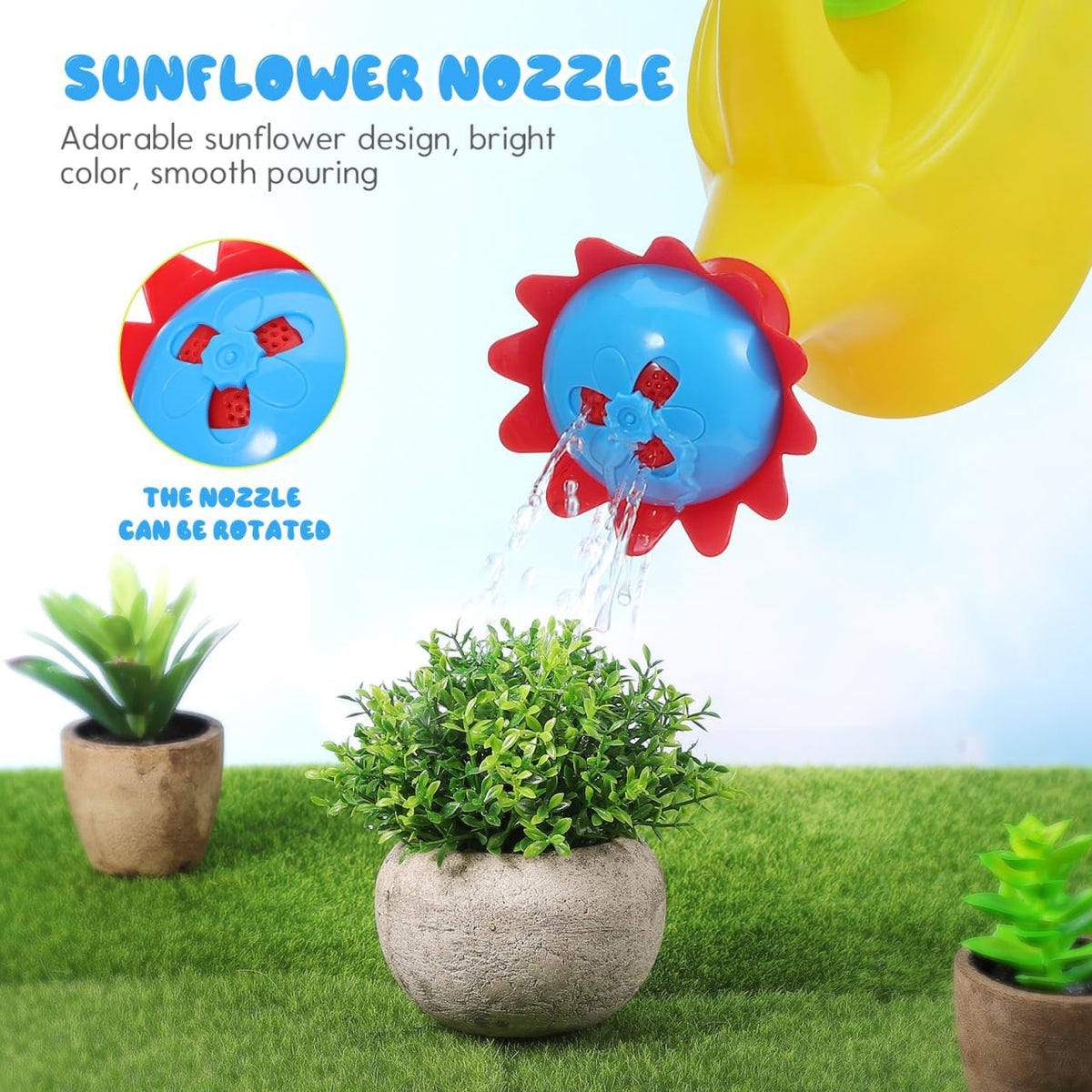 2 Pcs Kids Watering Can Toys, Mini Plastic Watering Can, Play House Garden Flower Water Pot for Toddlers, Outdoor Bath Beach Sand Toys (Random Color)