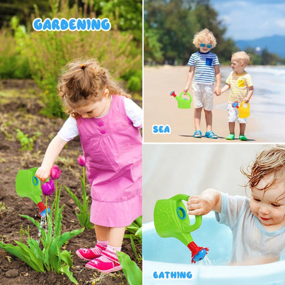 2 Pcs Kids Watering Can Toys, Mini Plastic Watering Can, Play House Garden Flower Water Pot for Toddlers, Outdoor Bath Beach Sand Toys (Random Color)