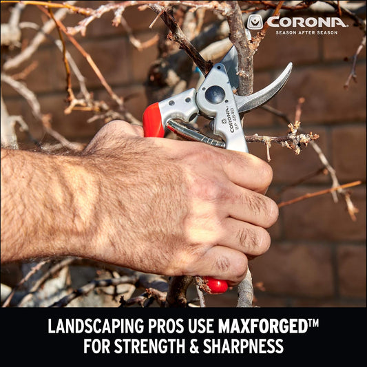 Corona BP 4840 Forged Steel Aluminum Handles Bypass Hand Pruner - 1 inch Cut Capacity Stem and Branch Garden Shears, Red