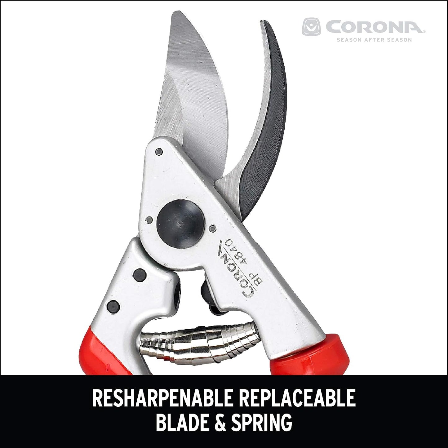 Corona BP 4840 Forged Steel Aluminum Handles Bypass Hand Pruner - 1 inch Cut Capacity Stem and Branch Garden Shears, Red