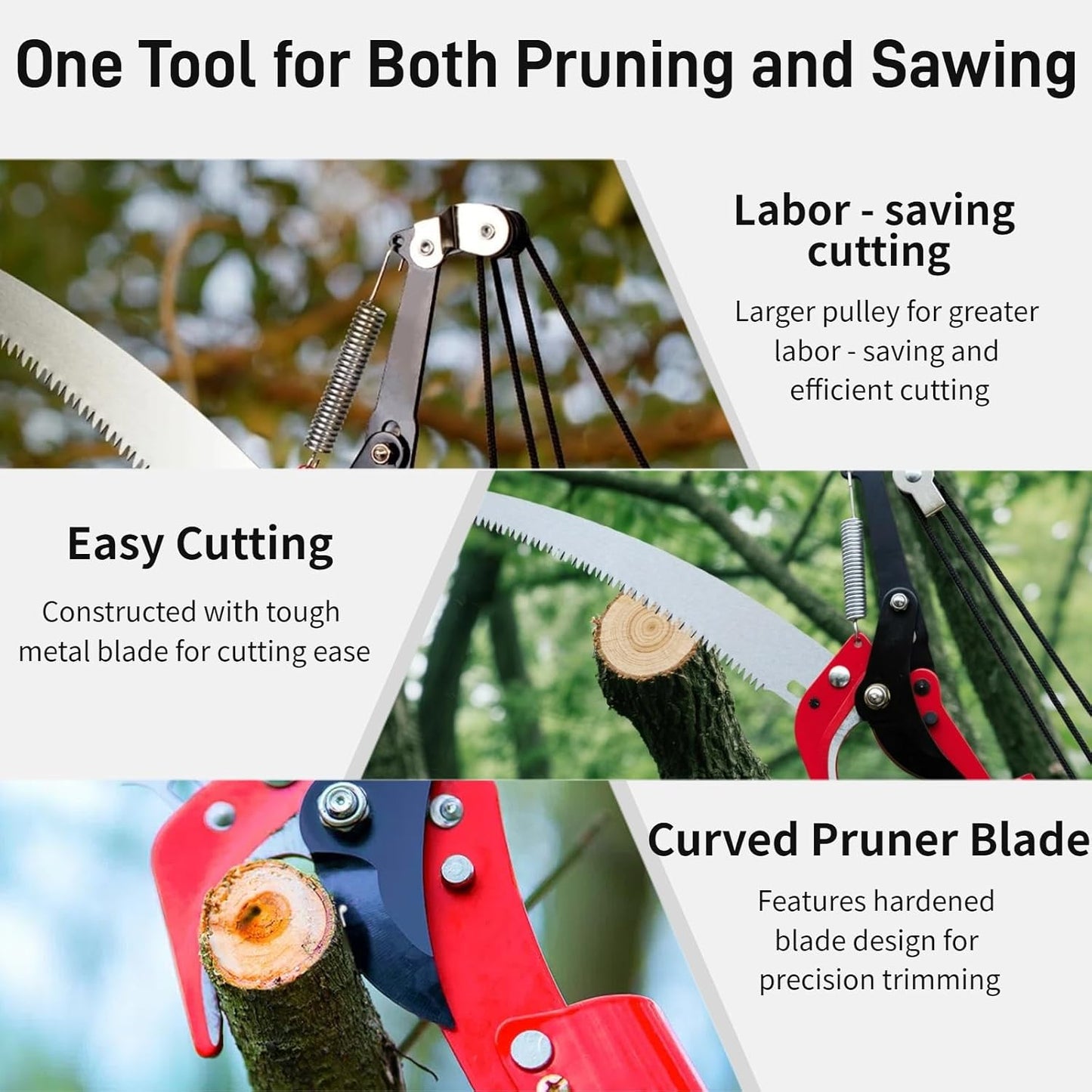 Pole Saws for Tree Trimming - 14FT Dual-Pulley Tree Pruner, Tree Trimmers Long Handle Pruner, Manual Pole Saw for Yard & Garden, Gardening Hand Tools