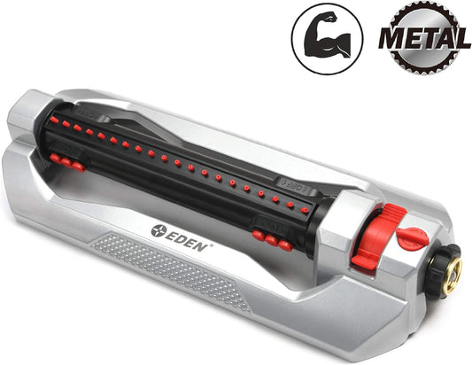 94116 Heavy Duty Metal 3-Way Oscillating Sprinkler for Large Lawn and Garden W/Quick Connect Starter Set