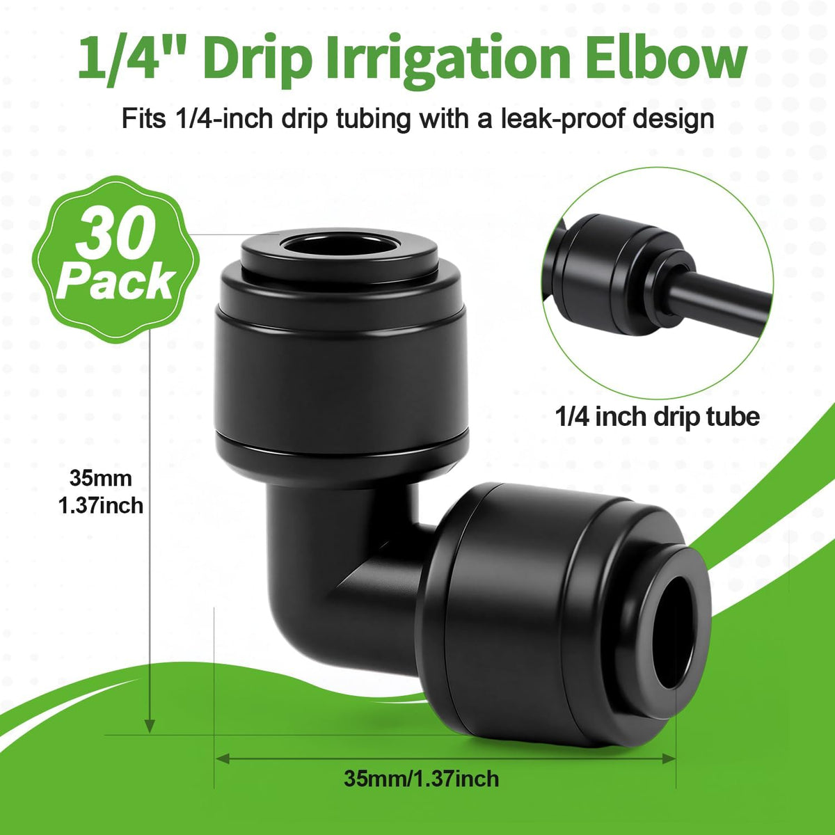 45 PCS Quick Connect 1/4" Drip Irrigation Fittings Kit, Universal Drip Line Connectors for 1/4-Inch Drip Tubing Includes Couplings Tees Elbows Plugs Parts for Irrigation System Connection