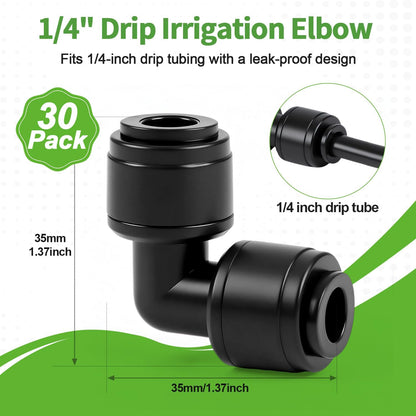 45 PCS Quick Connect 1/4" Drip Irrigation Fittings Kit, Universal Drip Line Connectors for 1/4-Inch Drip Tubing Includes Couplings Tees Elbows Plugs Parts for Irrigation System Connection