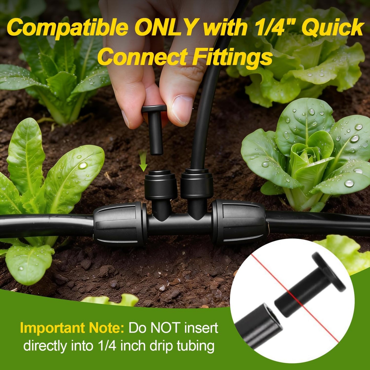 45 PCS Quick Connect 1/4" Drip Irrigation Fittings Kit, Universal Drip Line Connectors for 1/4-Inch Drip Tubing Includes Couplings Tees Elbows Plugs Parts for Irrigation System Connection