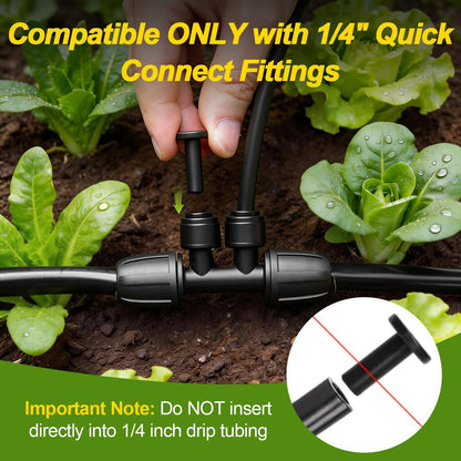 45 PCS Quick Connect 1/4" Drip Irrigation Fittings Kit, Universal Drip Line Connectors for 1/4-Inch Drip Tubing Includes Couplings Tees Elbows Plugs Parts for Irrigation System Connection
