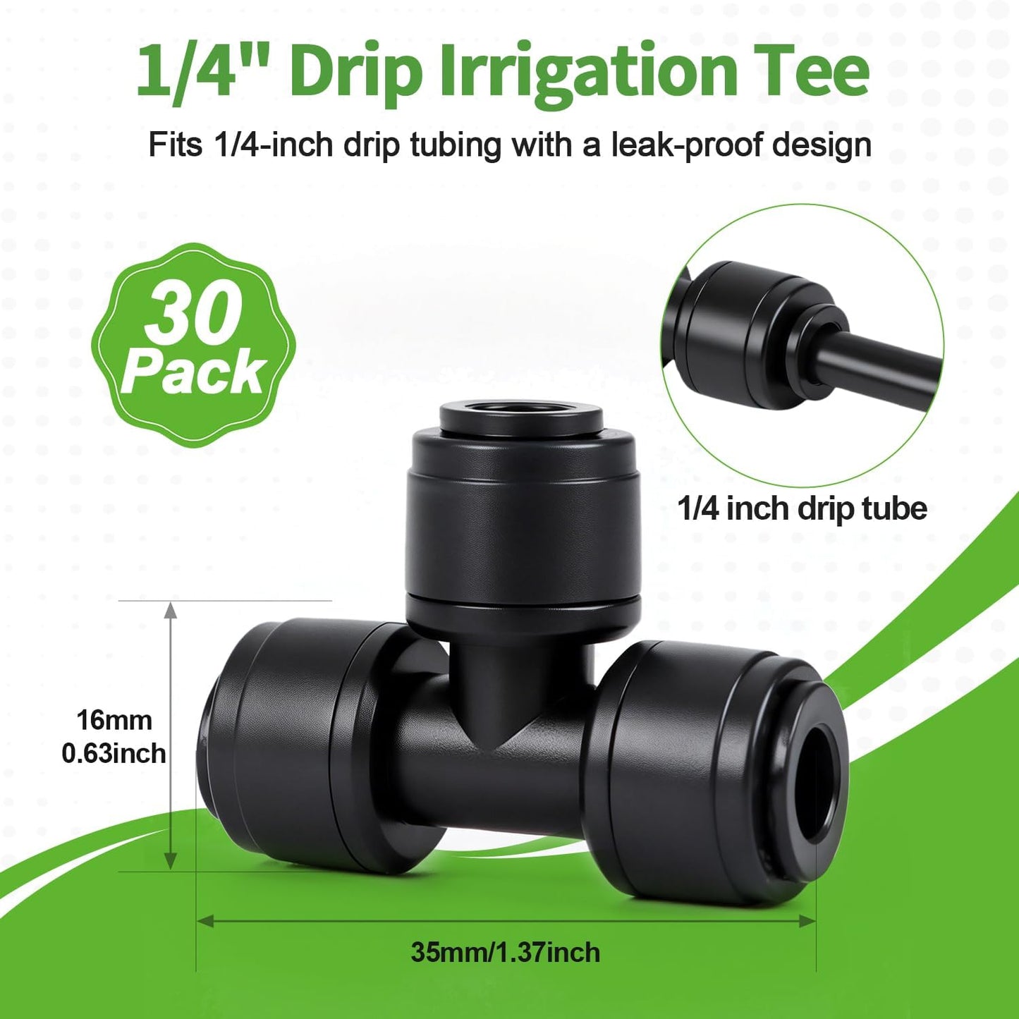 45 PCS Quick Connect 1/4" Drip Irrigation Fittings Kit, Universal Drip Line Connectors for 1/4-Inch Drip Tubing Includes Couplings Tees Elbows Plugs Parts for Irrigation System Connection