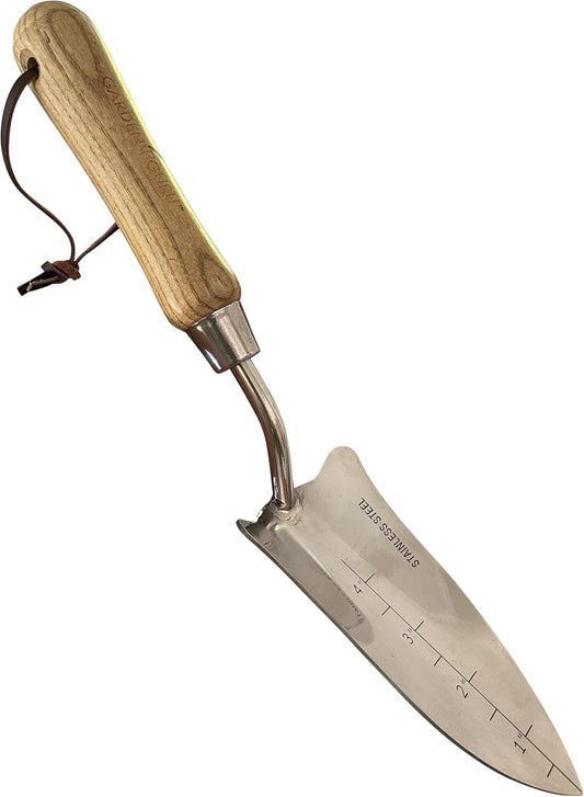Eco Transplanter Trowel Shovel- 100% Recycled Stainless Steel - Rust Resistant - FSC Certified Wood Ergonomic Handle - Perfect Tool for Gardening Weeding Transplanting and Digging