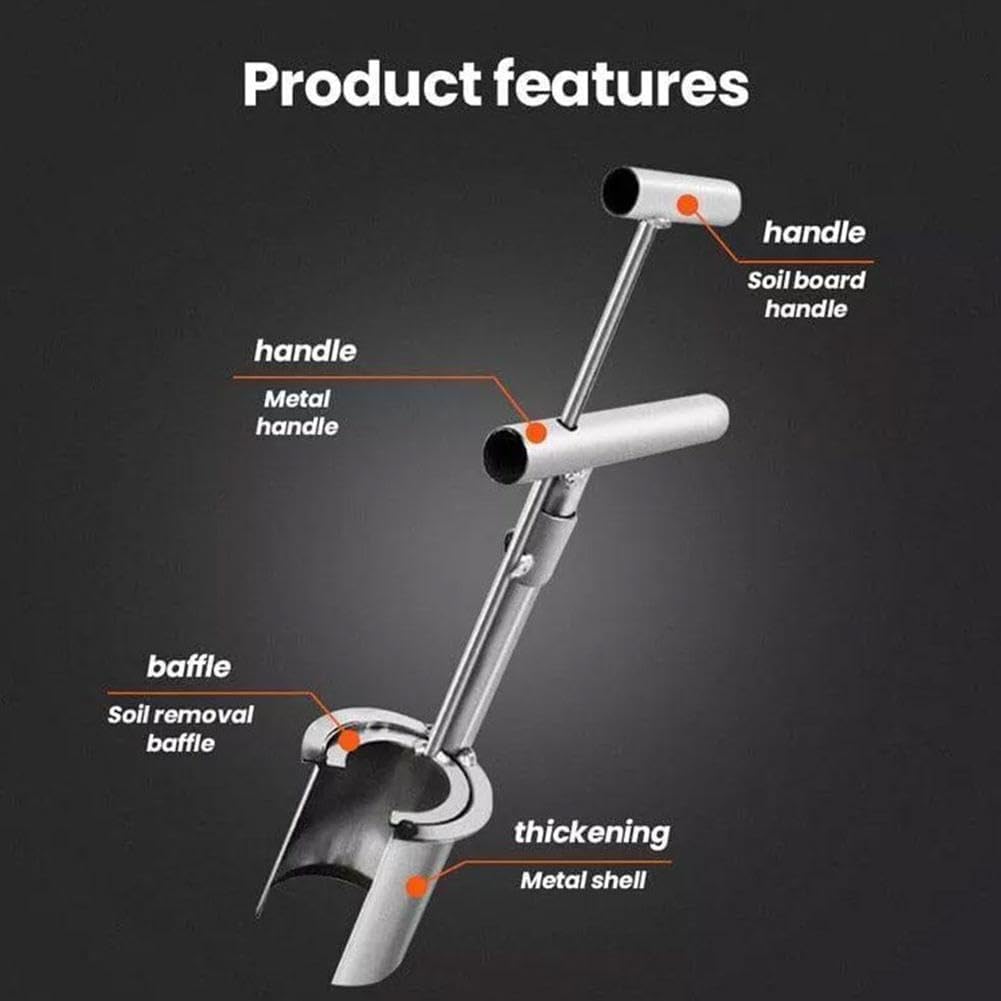 Bulb Planter Tool,Stainless Steel Fruit Tree Transplant Drilling Tool,Plant and Fruit Tree Seedling Transplanter with Long Handle,Handheld Soil Sampler,for Spring Planting Digging Transplanting