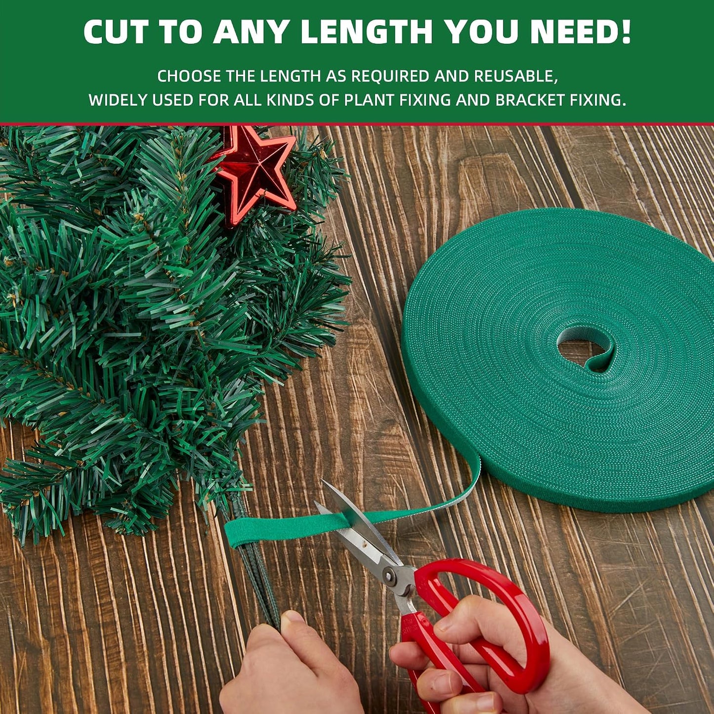 50 ft x 1/2 inch Reusable Plant Ties Roll for Indoor & Outdoor Plants, Non-Toxic Soft Garden Ties, Cut-to-Length Nylon Ties, Gentle Support for Climbing Plants, Tomato Peppers & Vines, Green