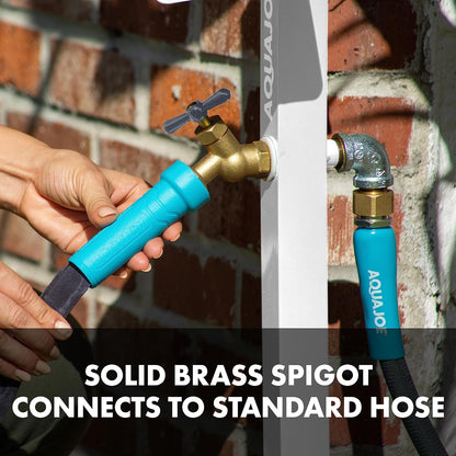 SJ-SHSBB3LIH Garden Hose Stand with Brass Faucet and 3 ft Lead in Hose, Gray