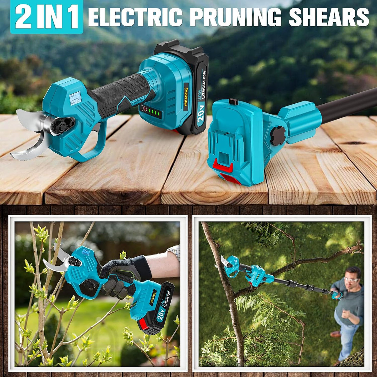 Electric Pruning Shears Compatible with DeWALT 20V – 26000RPM Cordless Garden Pruner,0.8-2 inch Max Cutting Diameter PVC Cutter Tree Trimmer with LCD Display & SK7 Blades(Tool Only)
