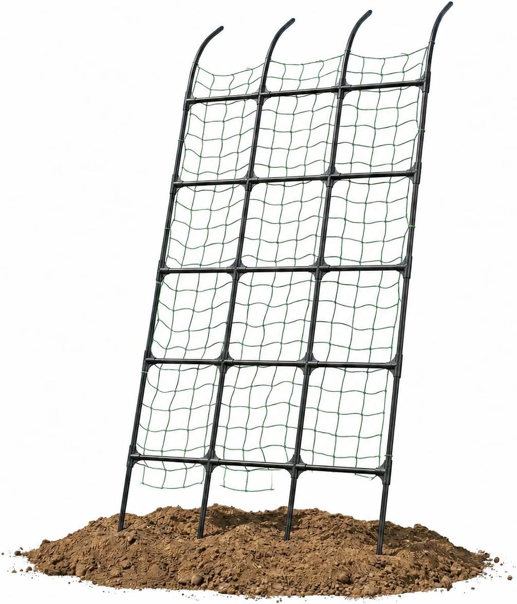8.8ft Leaning Garden Trellis, No-Drill Lean-to Design for Climbing Plants | PE-Coated Galvanized Steel Plant Support for Flowers & Vegetables, Rust-Proof & Space-Saving Vertical Gardening